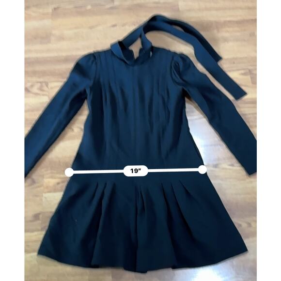 Lela Rose classy black long sleeve wool blend flounced hem tunic dress size 0 - Picture 9 of 16